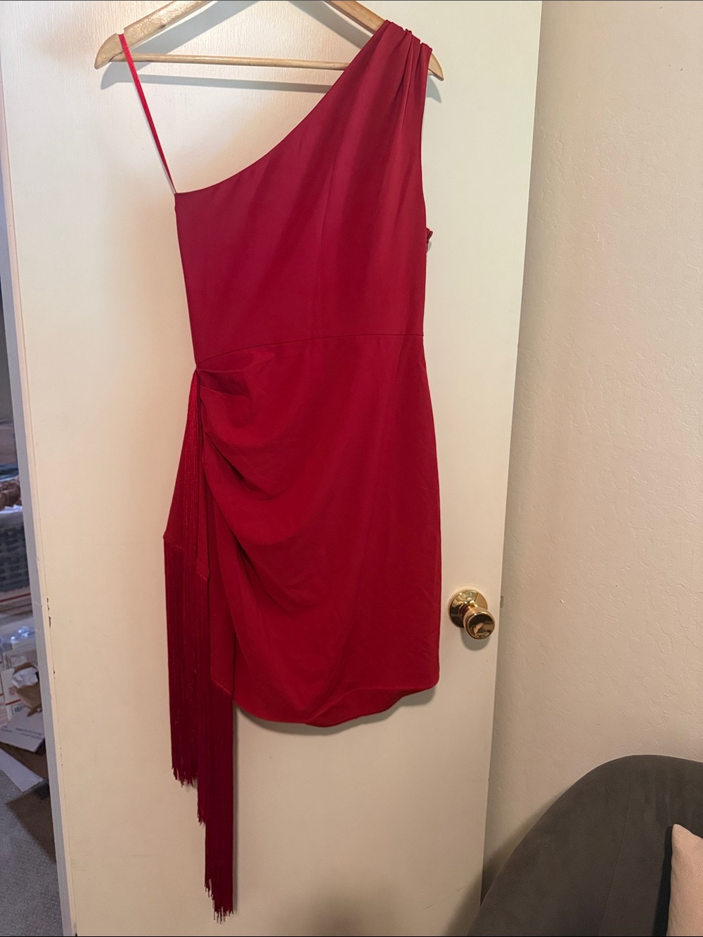 HUTCH Red One-Shoulder Draped Cocktail Dress - Picture 4 of 6